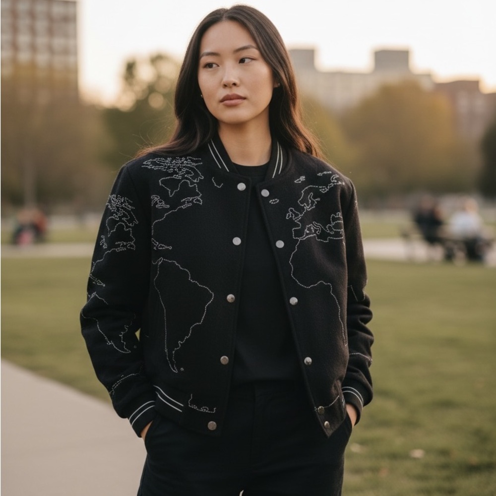 Anatomie Map NEW Bomber Traveler Jacket Size Small Relaxed fit Long Sleeves